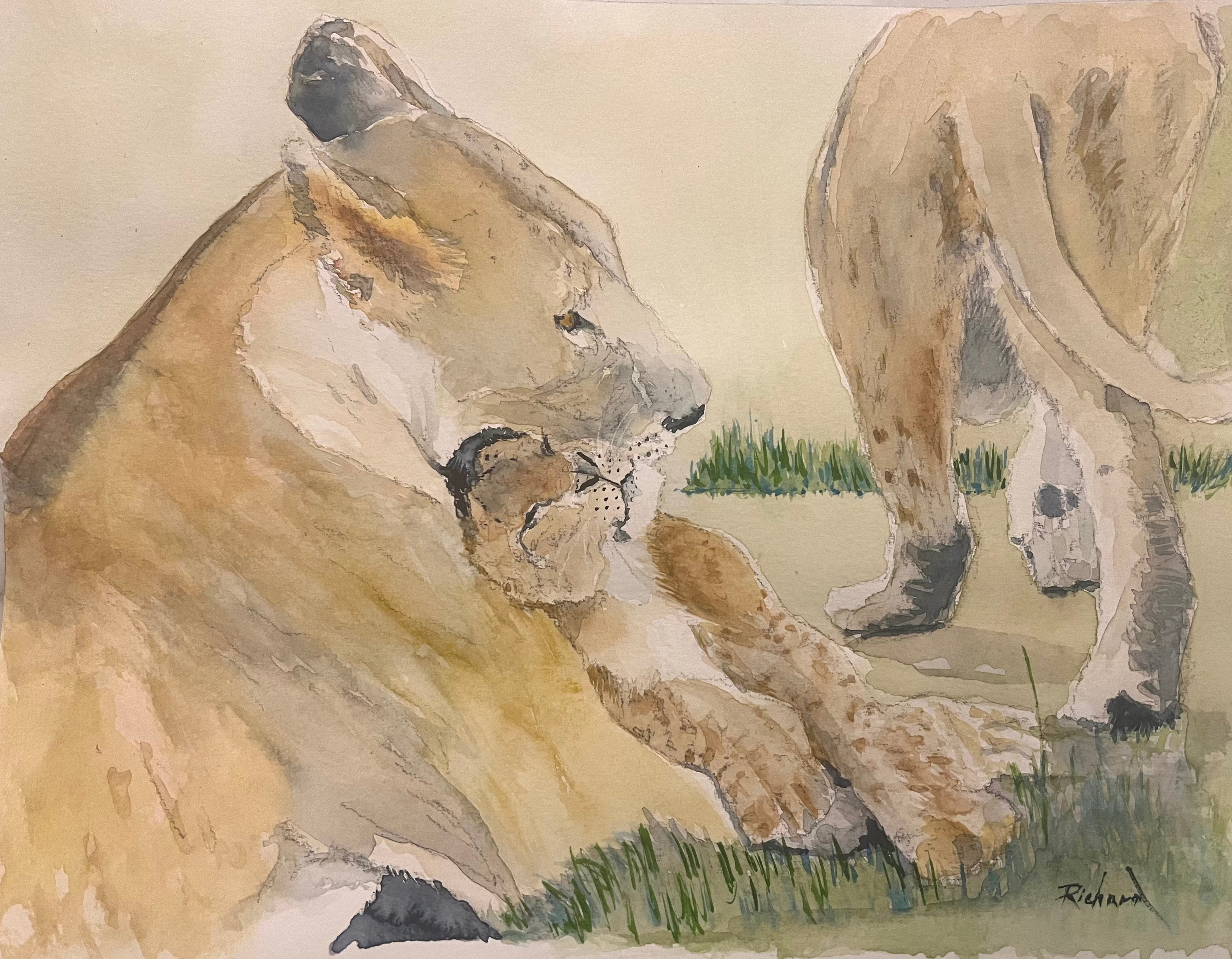 Mother and the Cub - a new commission piece for a family's Safari memories from Tanzania