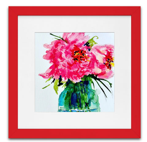 Peonies in Red frame