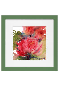 Roses in Green Frame